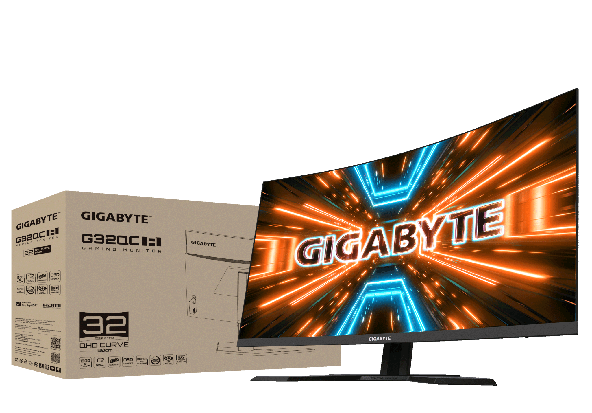 ゲーミングモニター GIGABYTE G32QC A Gaming Monitor (31.5型/QHD/曲面モニター/165Hz/1ms（MPRT）/VESA Display HDR400対応)